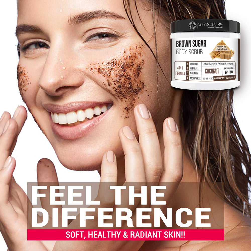 pureSCRUBS sugar crystal detail highlights natural texture for better exfoliation.