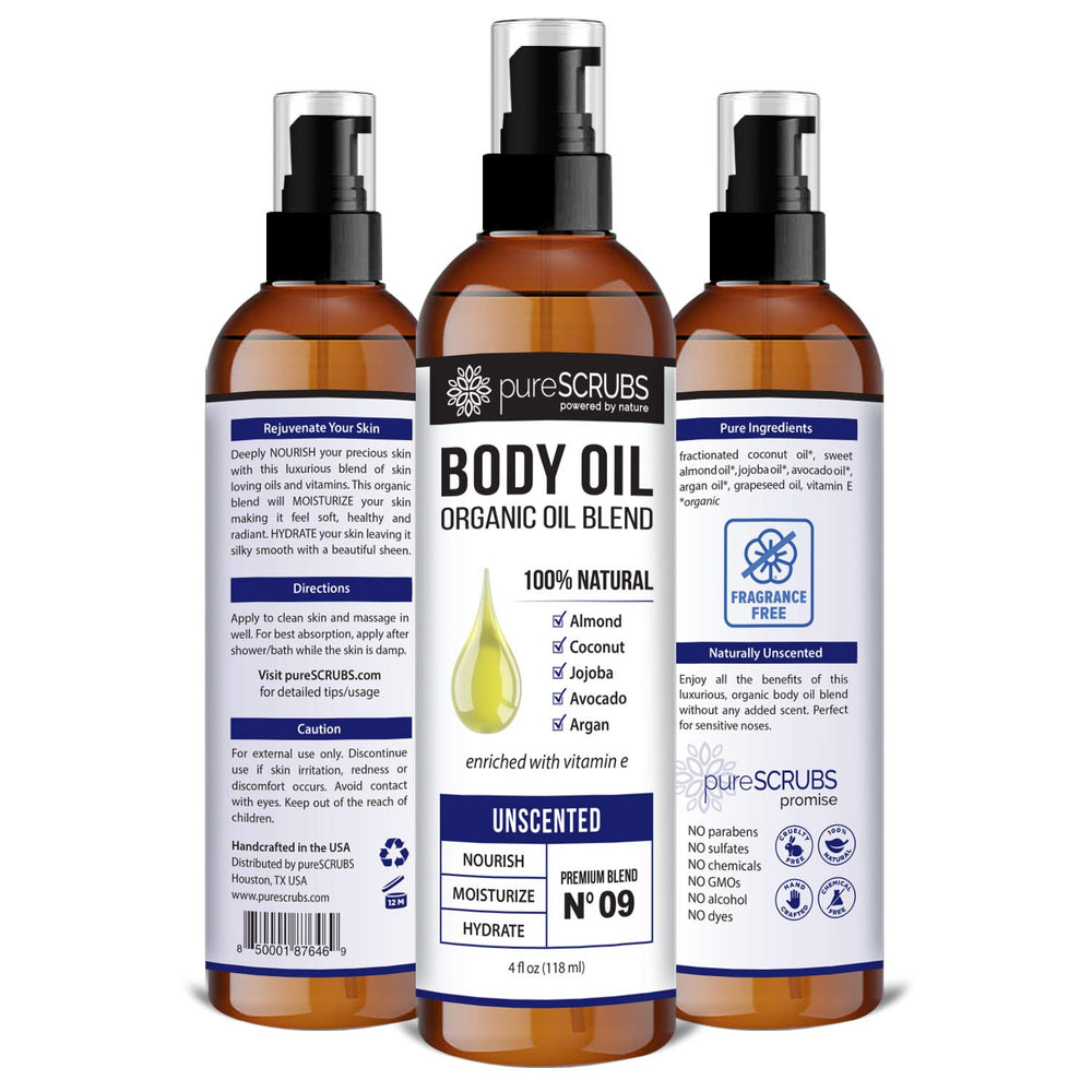 pureSCRUBS Ultra Moisturizing Body Oil Spray pour demonstrates fast-absorbing hydration.