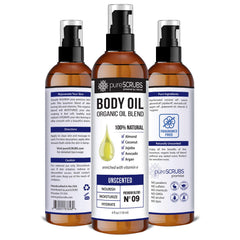pureSCRUBS Ultra Moisturizing Body Oil Spray pour demonstrates fast-absorbing hydration.