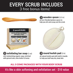 PureSCRUBS vanilla oatmeal bar soap complements the cleansing routine.