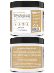 PureSCRUBS vanilla wooden spoon for easy scooping of the scrub.