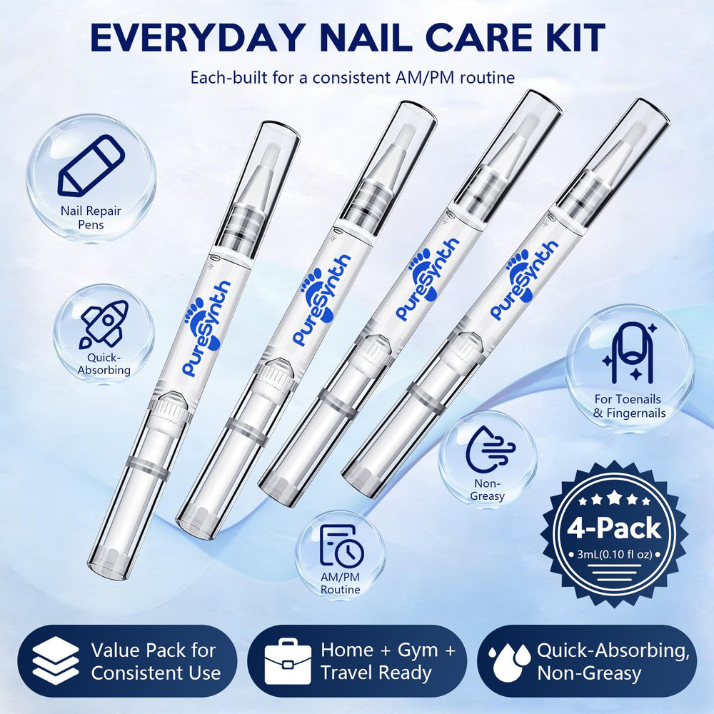 PureSynth repair pen used on nail edge and surface for precise coverage.