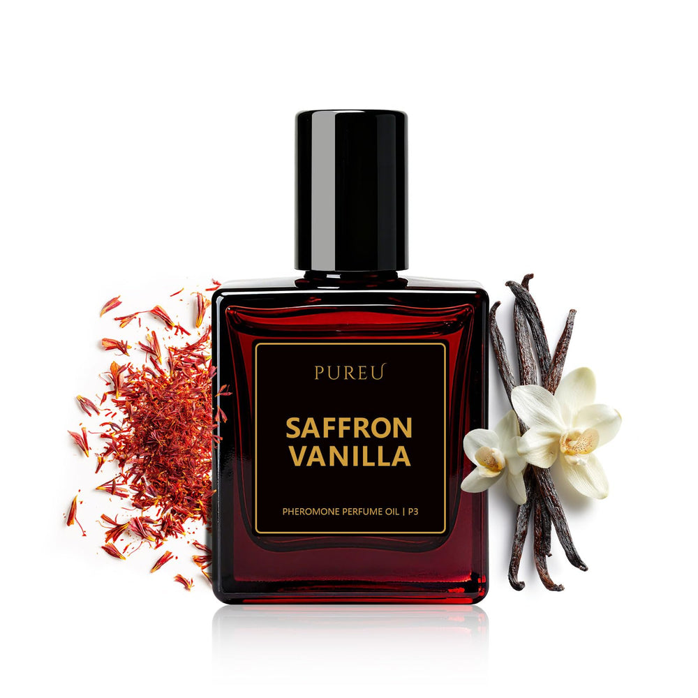 PUREU roll-on perfume oil saffron vanilla bottle ideal for daily on-the-go use
