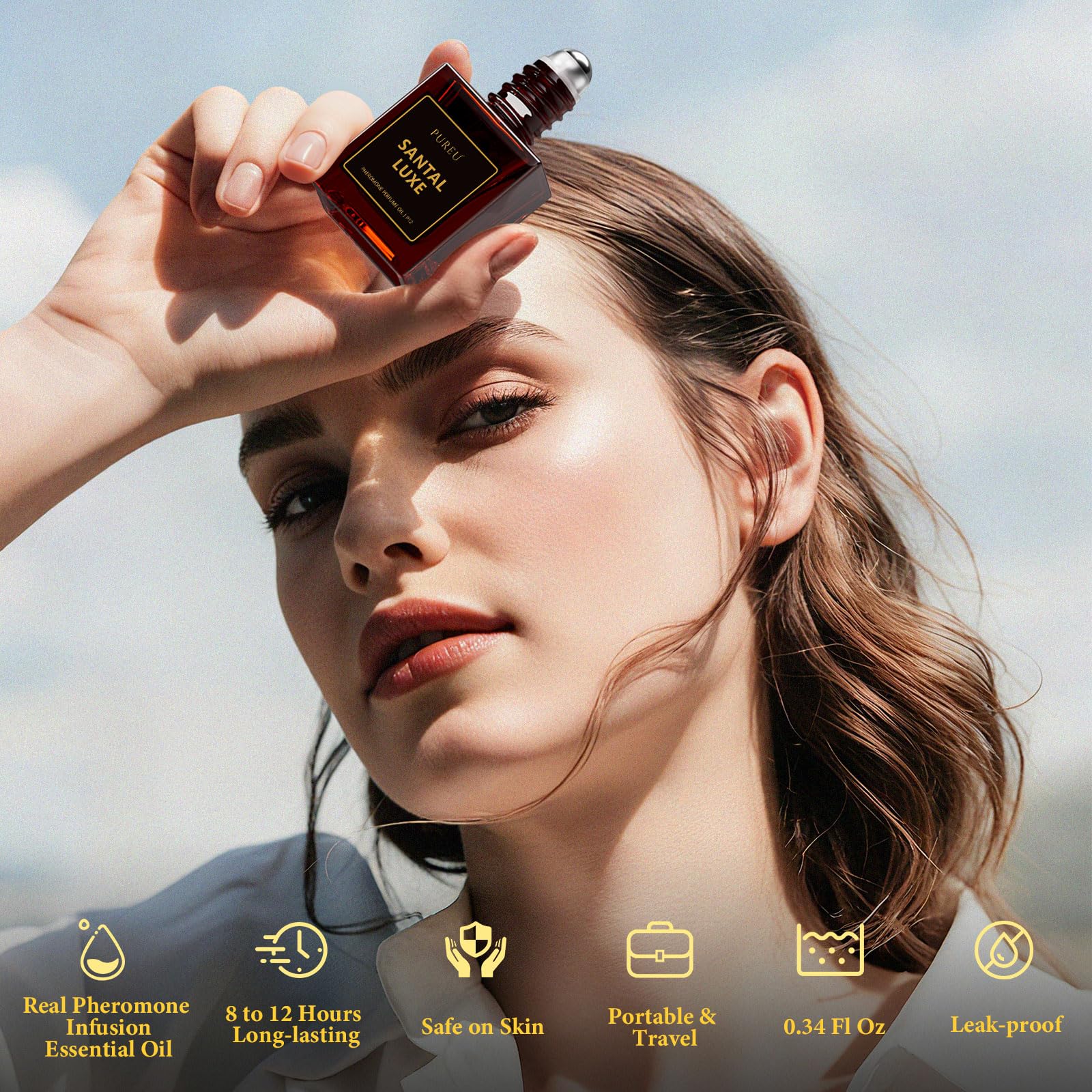 PUREU Santal Luxe sandalwood and musk note detail for a rich woody aroma