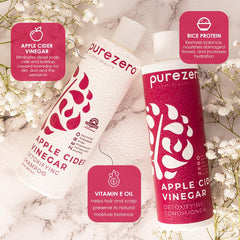 Purezero conditioner bottle close-up showing color-safe care