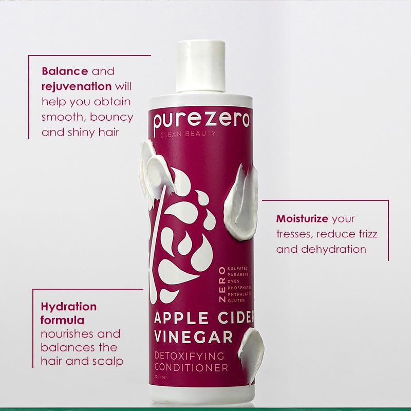 Purezero Apple Cider Vinegar Conditioner bottle pour for detangled hair