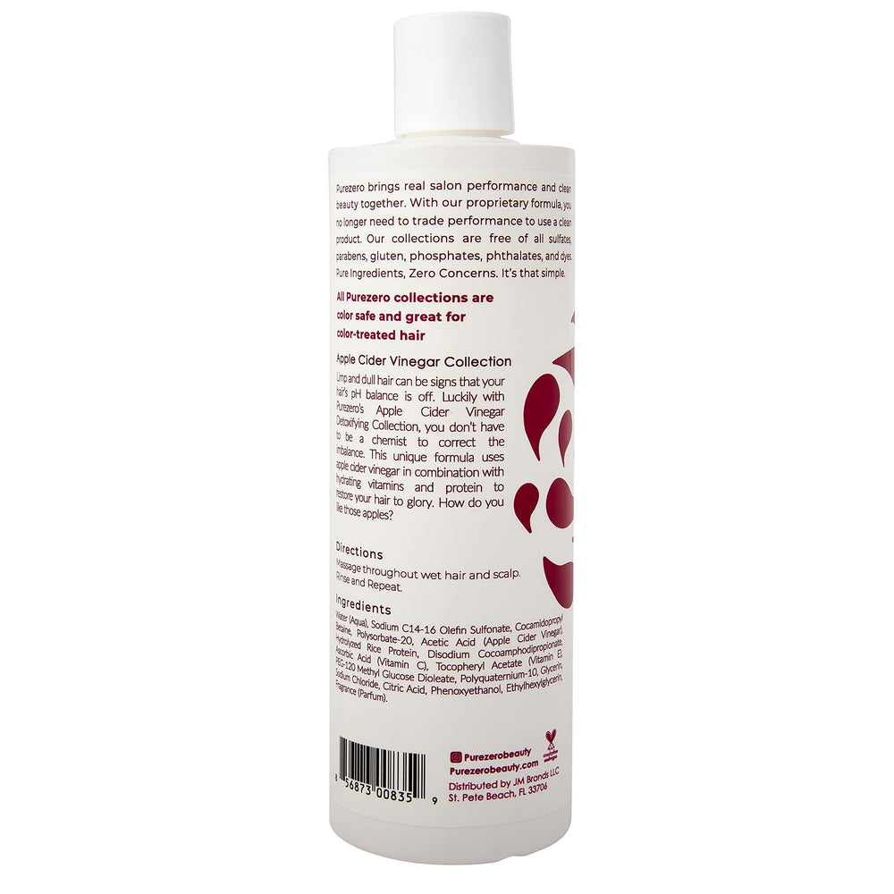 Label detail on Purezero bottle showing zero sulfates and dyes