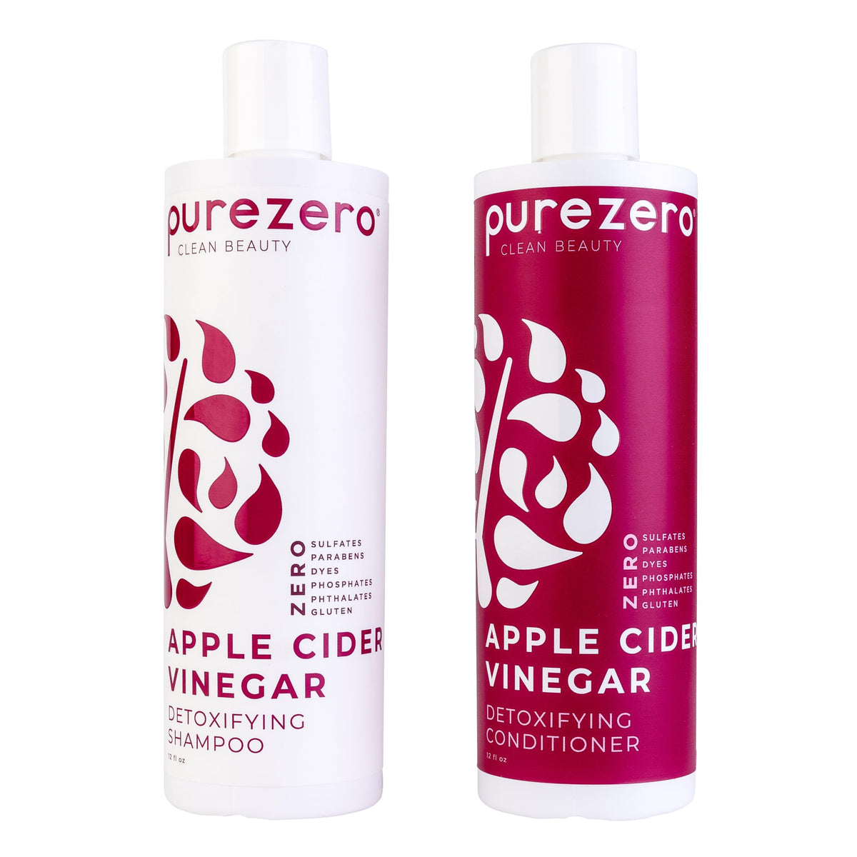 Purezero Apple Cider Vinegar Shampoo bottle pour illustrating balanced scalp care