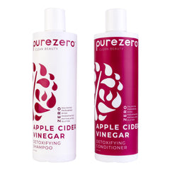 Purezero Apple Cider Vinegar Shampoo bottle pour illustrating balanced scalp care
