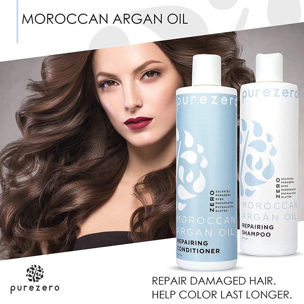 Purezero Argan Oil Shampoo close-up shows rich lather and cleansing action