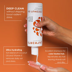 Product on bathroom shelf with coconut ingredient highlight for PureZero.