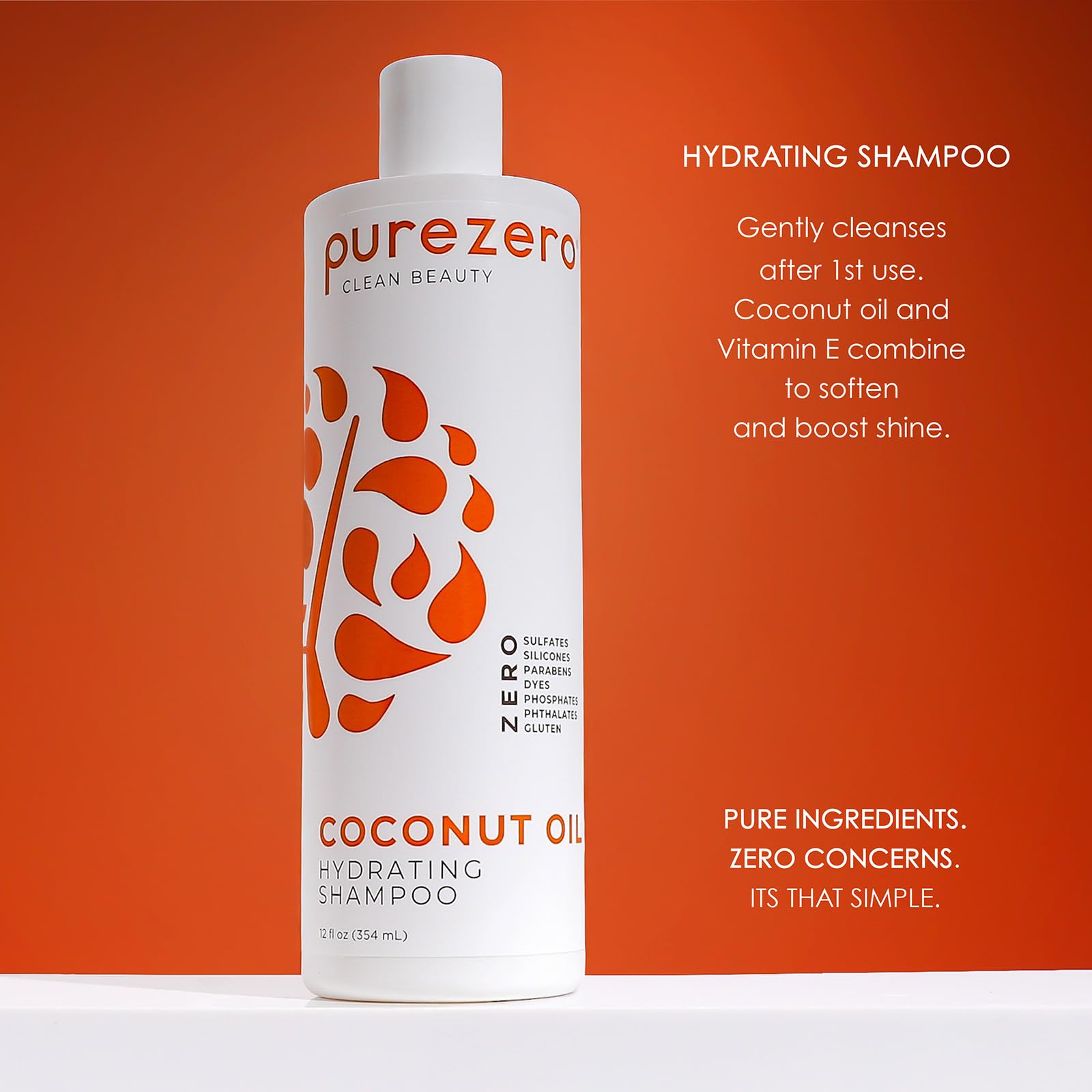 PureZero coconut oil conditioner tube delivering gentle, color-safe conditioning.