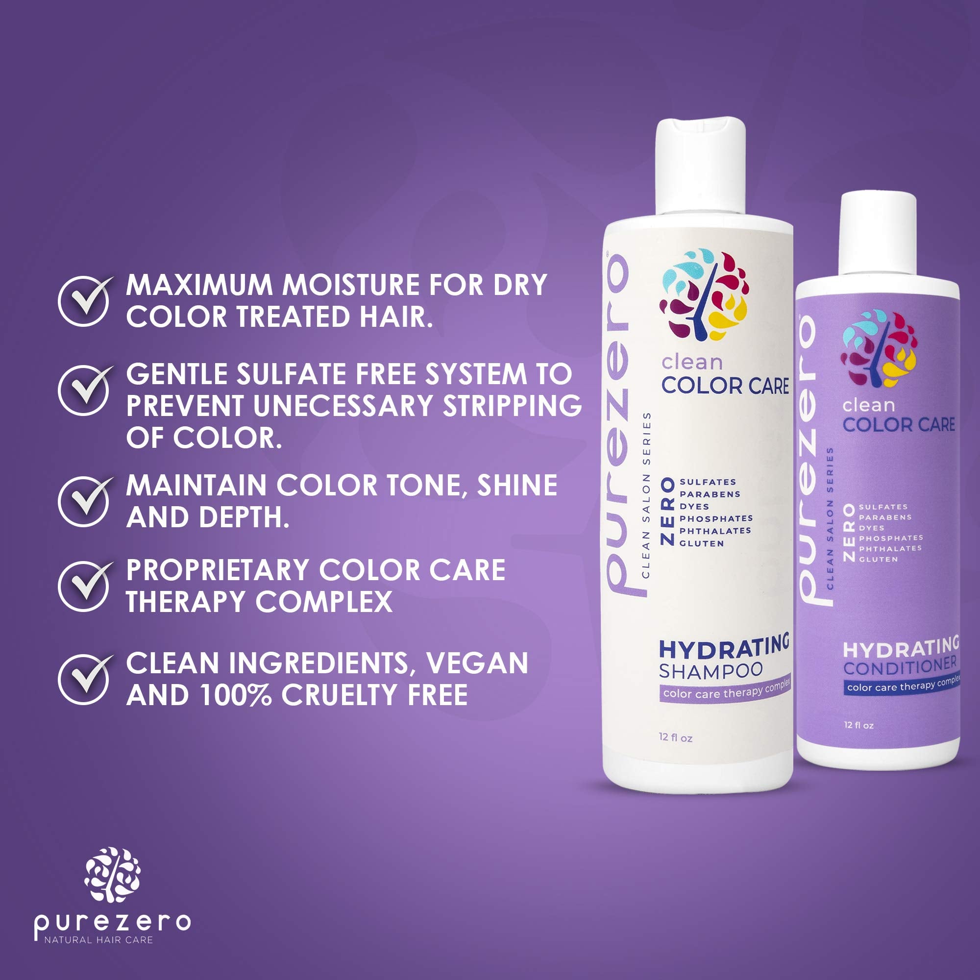 Purezero color care therapy complex illustration highlights vitamin benefits for hair
