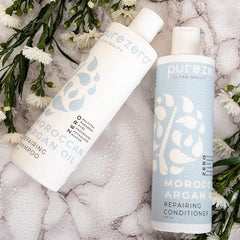 Purezero Moroccan Argan Oil Conditioner bottle highlighting conditioning benefits