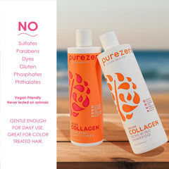 Purezero plant-based collagen graphic illustrates hair strength