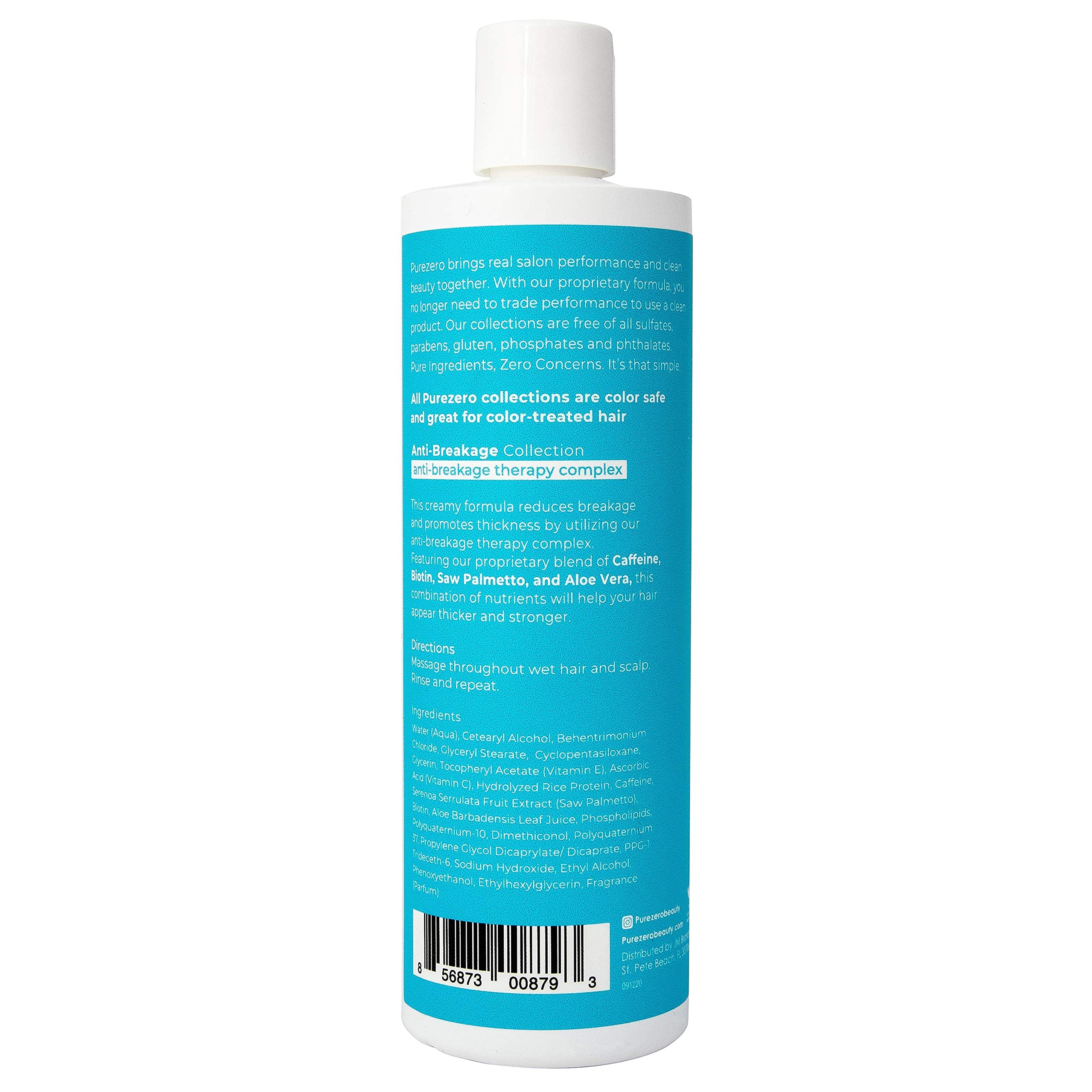 Purezero routine hero shot with bottle, conditioner, and comb
