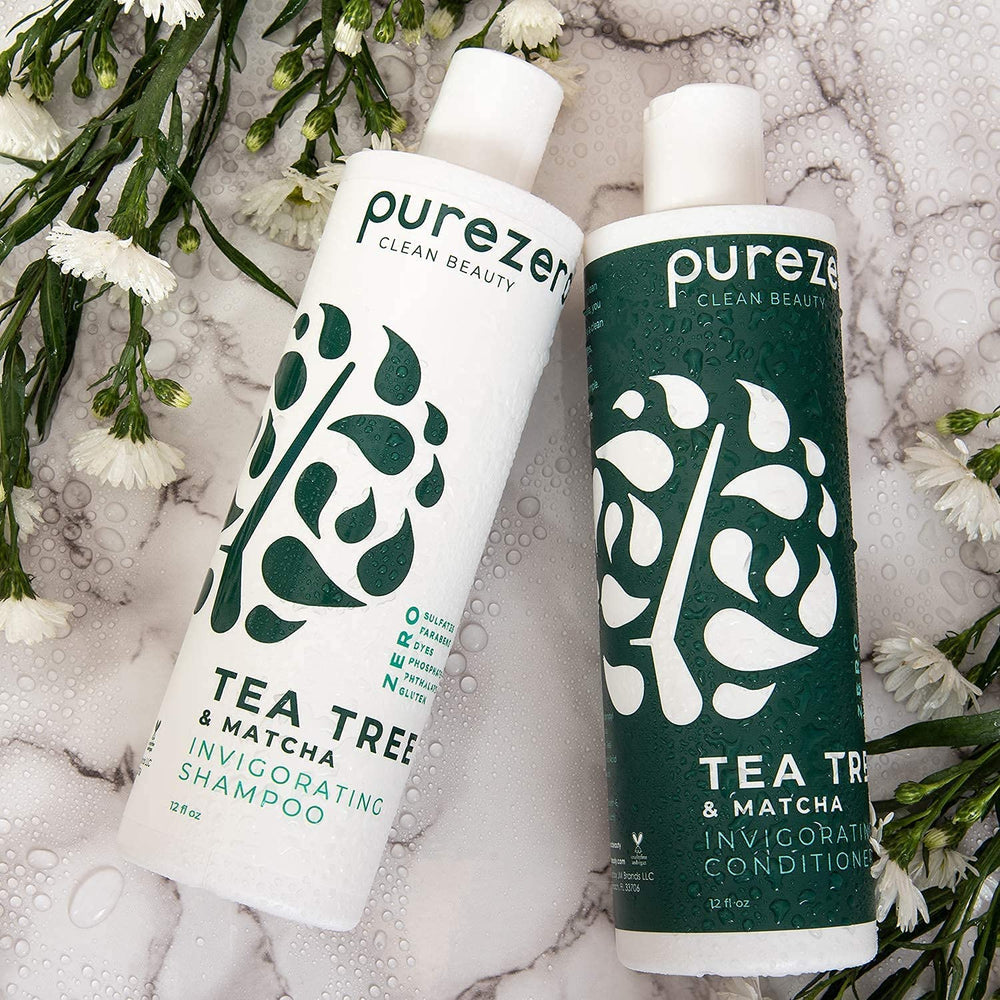 Purezero Tea Tree and Matcha Conditioner bottle for smooth, nourished hair.
