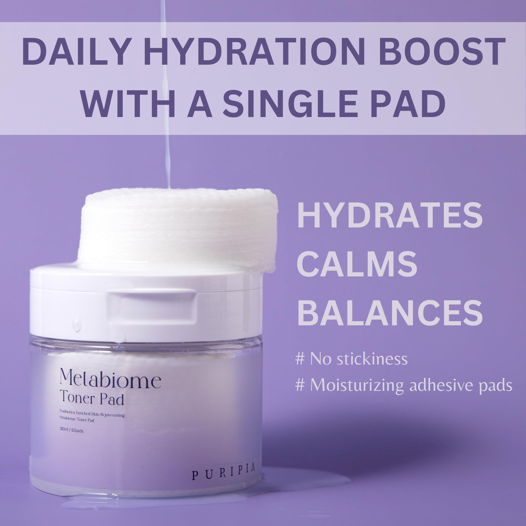 Puripia Metabiome toner pad smooth side for hydration