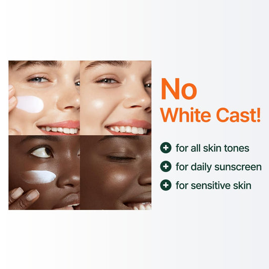 Purito sunscreen SPF 50 on diverse skin tones with no white cast