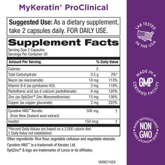 Purity Products MyKeratin ProClinical capsules close-up highlighting convenient daily hair support.