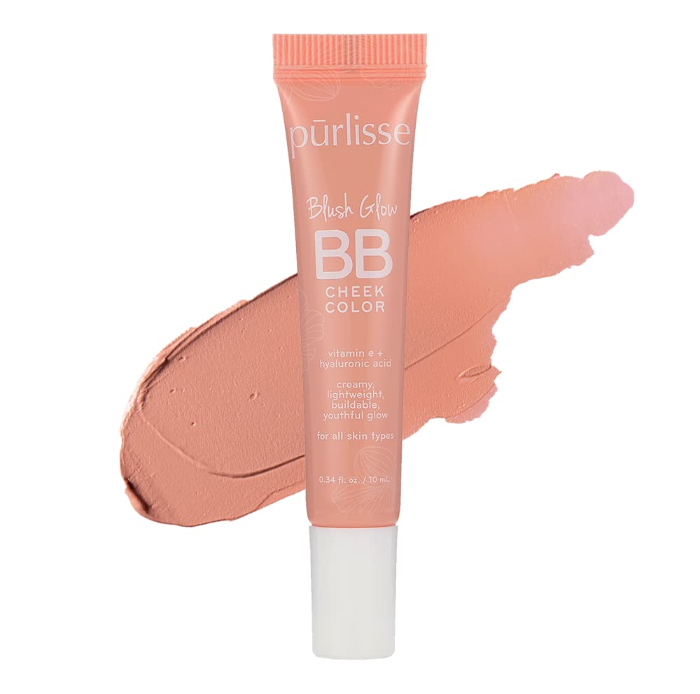 Pūrlisse Blush Glow bottle pour depicts the dewy cream texture for cheeks.
