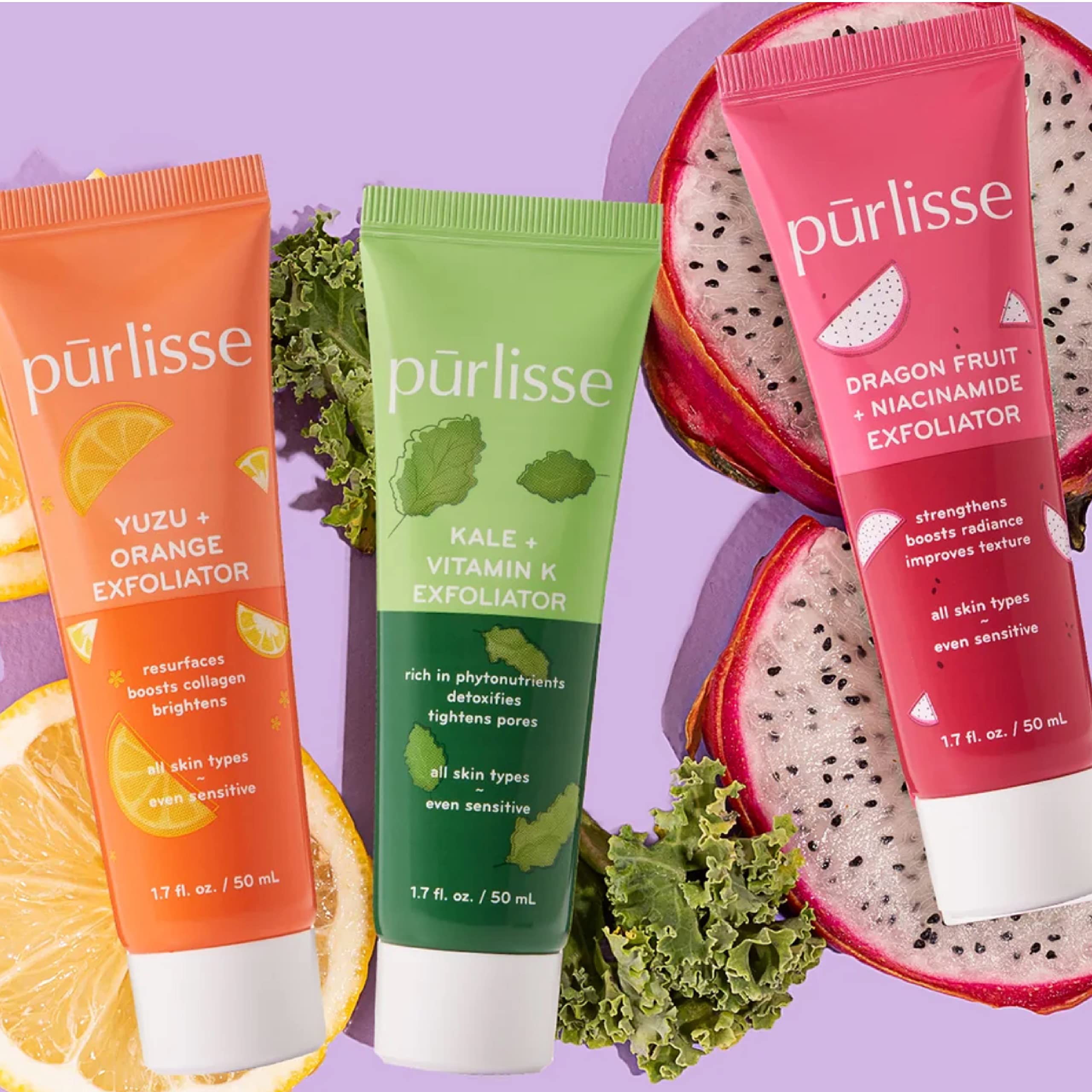 Pūrlisse Dragonfruit Niacinamide scrub wash application demonstrates easy circular motion.