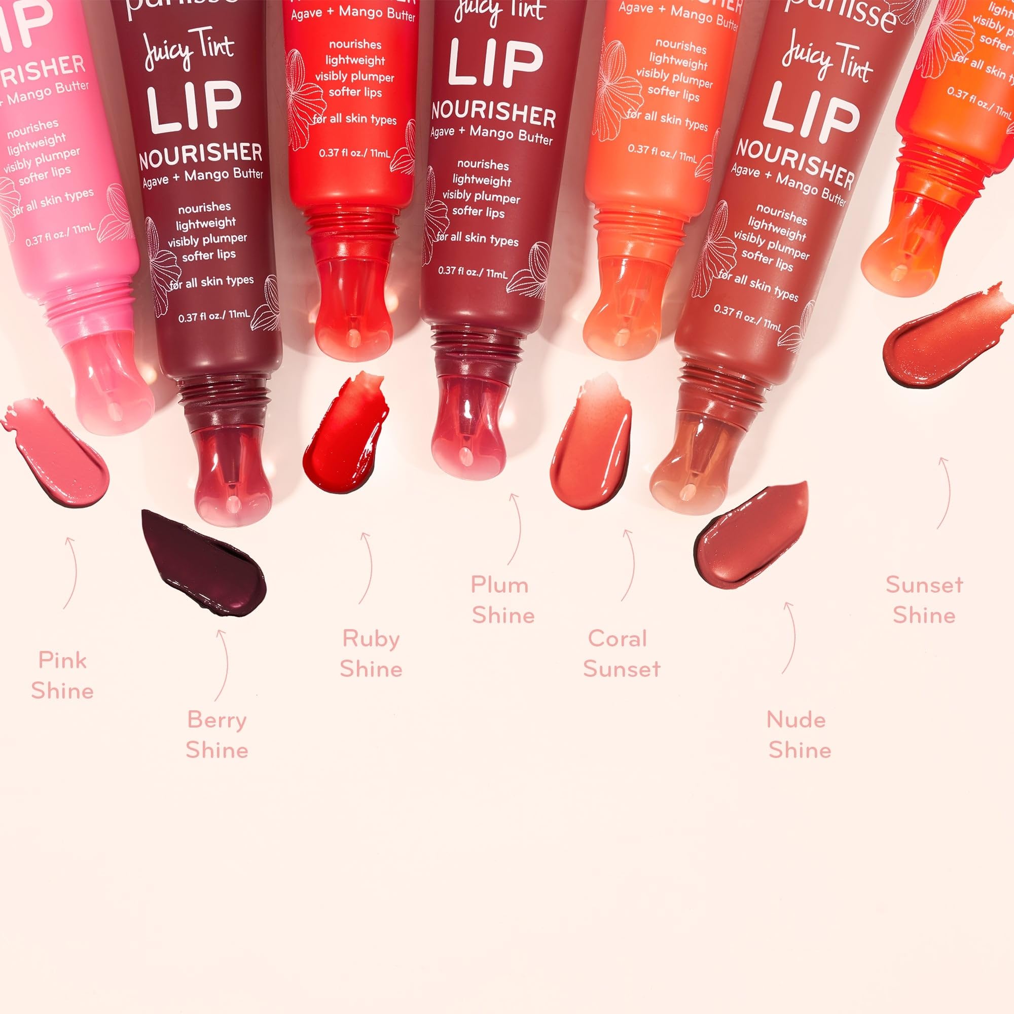 close-up of pūrlisse Juicy Tint Plum Shine applicator in hand