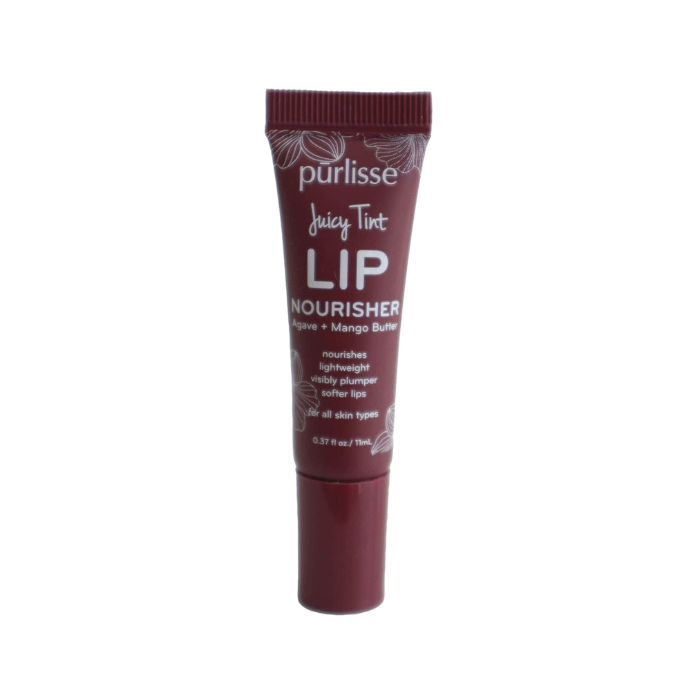 pūrlisse Juicy Tint Plum Shine lip balm tube with hydration and color