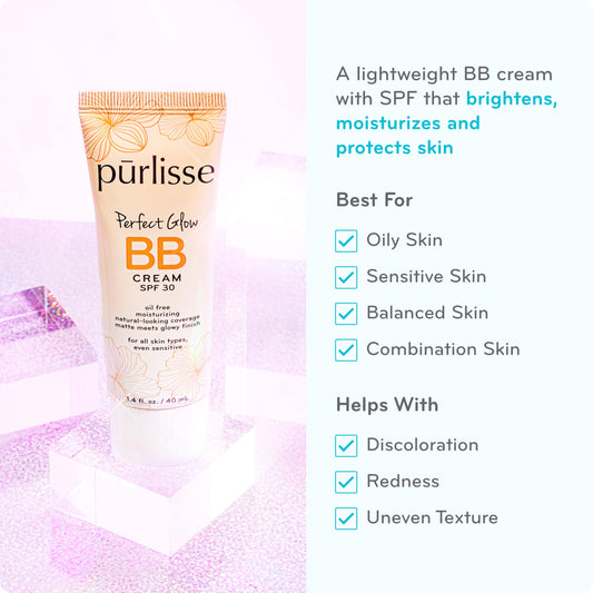 Purlisse BB Cream swatch on skin showing natural coverage