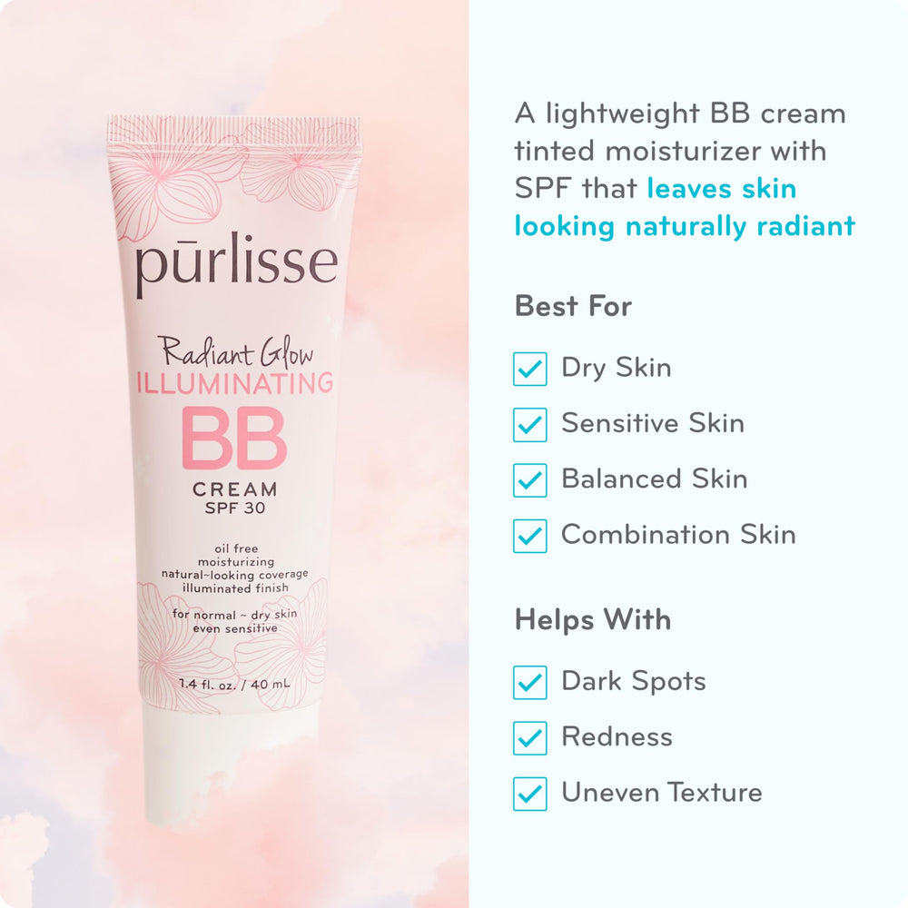 pūrlisse Radiant Glow BB Cream swirls on hand for dewy coverage.