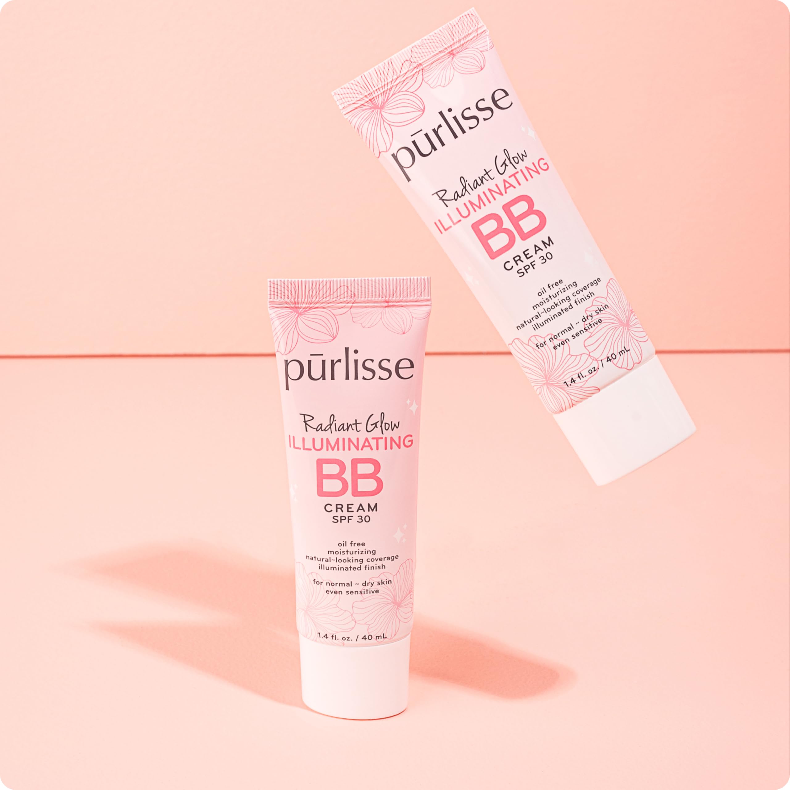 Purlisse Radiant Glow BB Cream close-up shows smooth, skin-friendly texture.