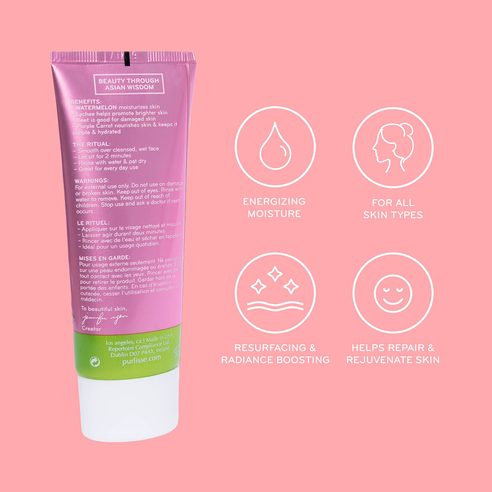 Purlisse Watermelon Energizing Face Peel jar close-up showing natural fruit enzymes