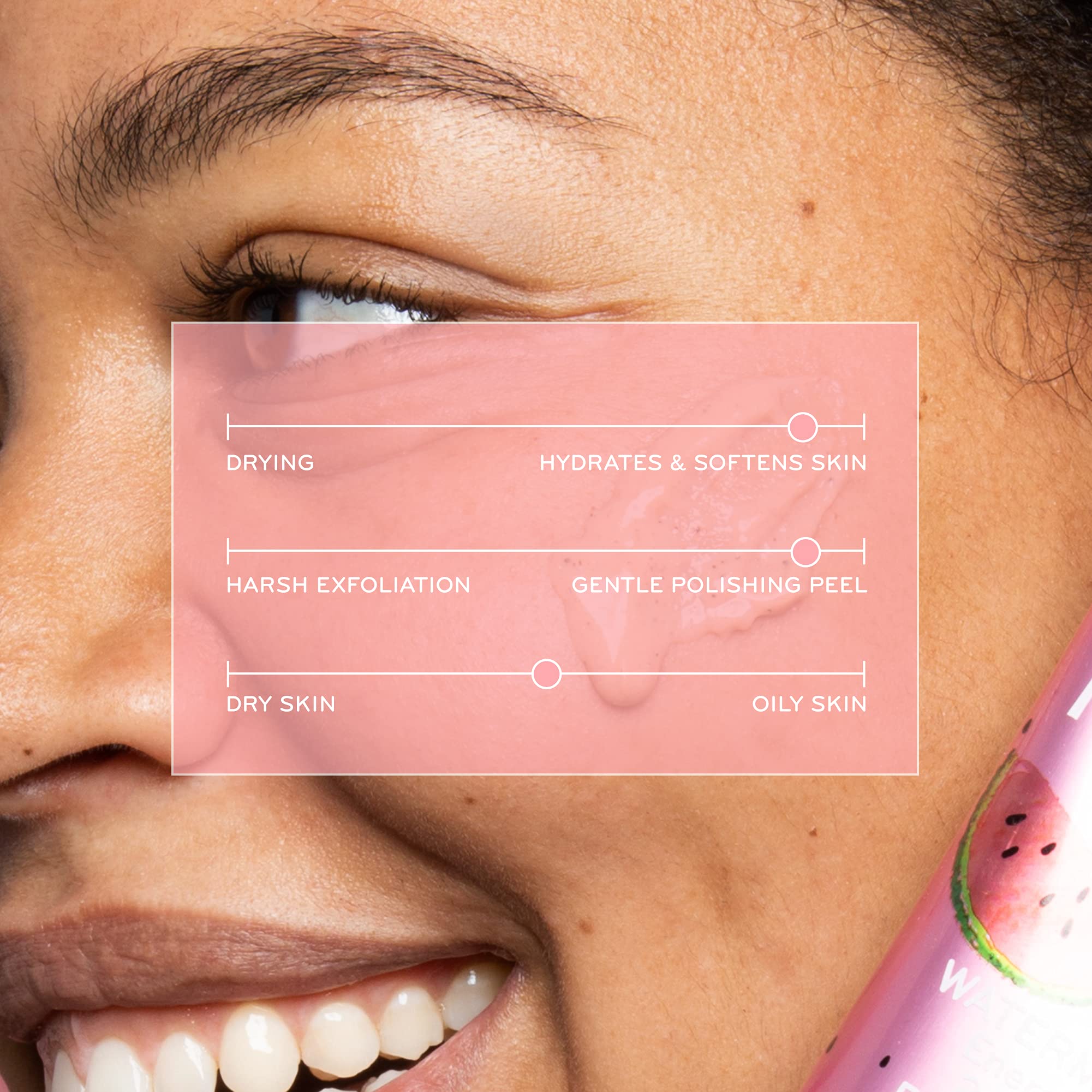 Purlisse Watermelon Energizing Face Peel texture on skin for smooth, radiant glow