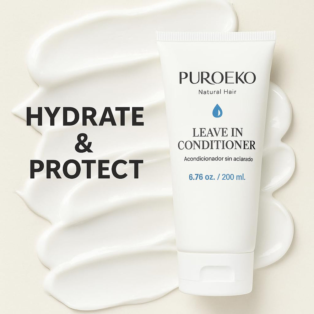 PUROEKO Hydrating Leave-In after-use shine showcases soft, movable hair.