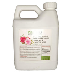PURÓLEO Rose Water on bathroom vanity ready for facial mist use.