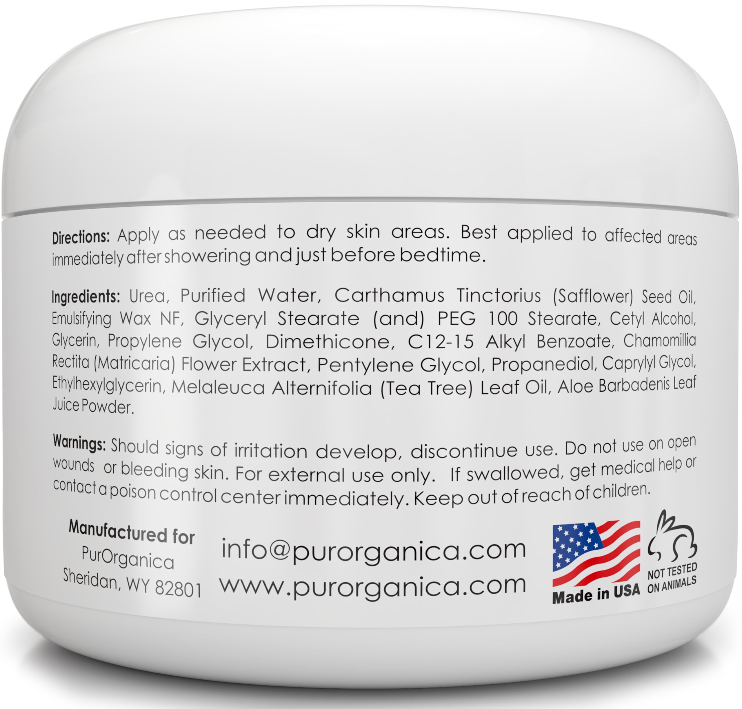 PurOrganica Urea 40% Foot Cream packaging and jar for daily home use.