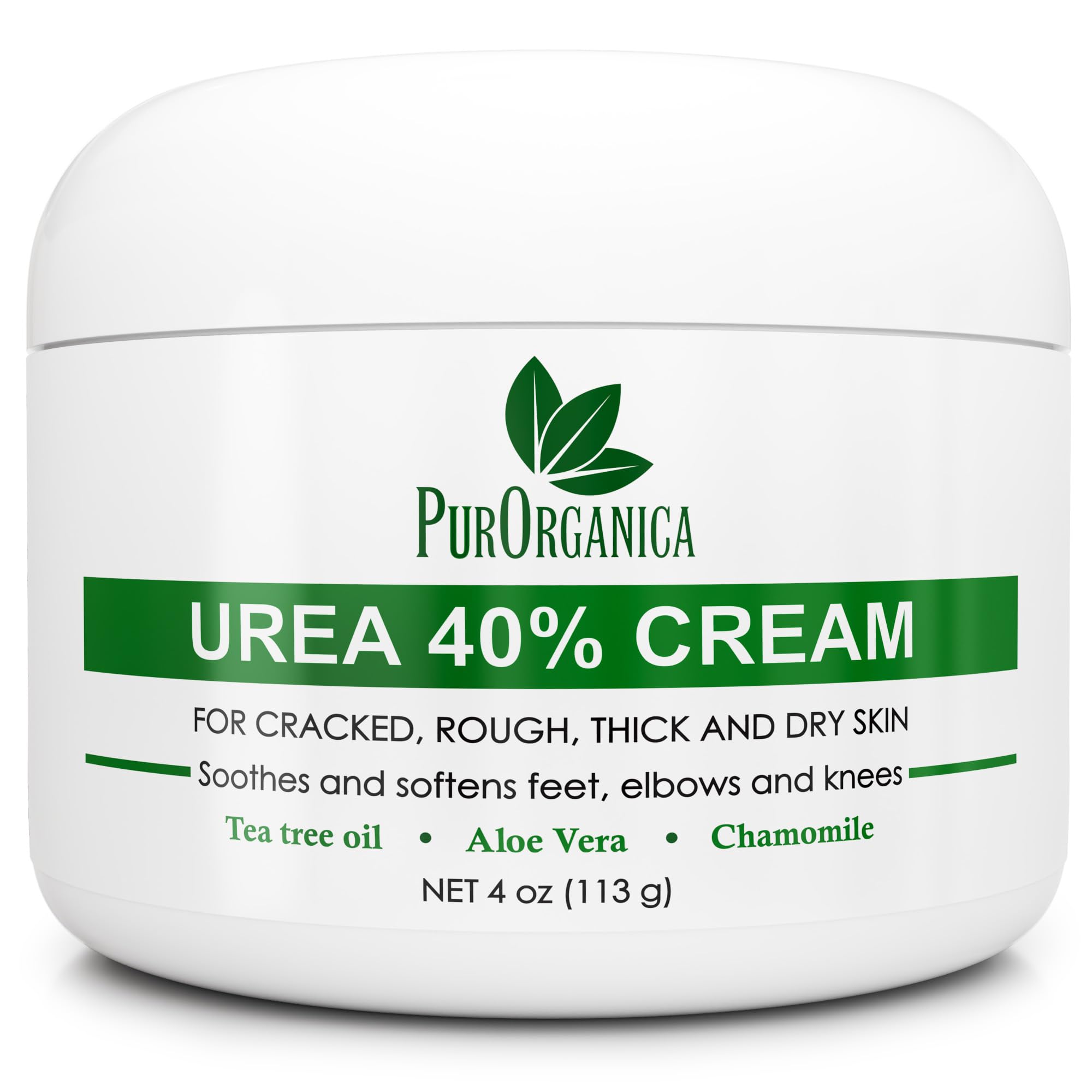 PurOrganica Urea 40% foot cream packaging highlights premium USA-made formula.