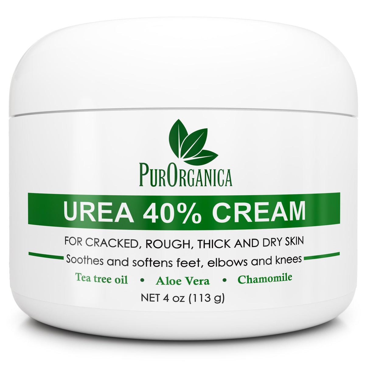 PurOrganica Urea 40% foot cream packaging highlights premium USA-made formula.