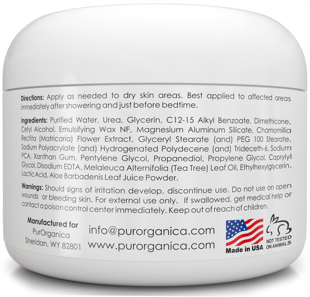 PurOrganica Urea 20% foot care routine for dry skin.