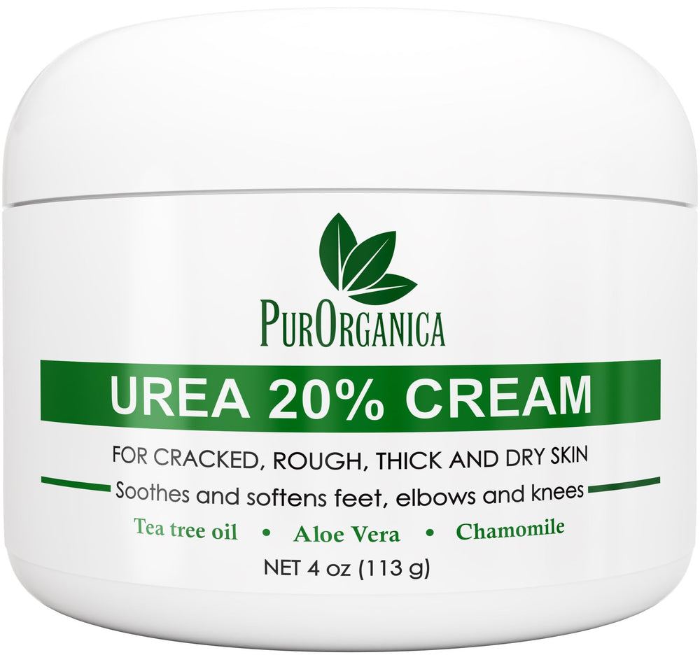 PurOrganica Urea 20% foot cream application for hydrated feet.