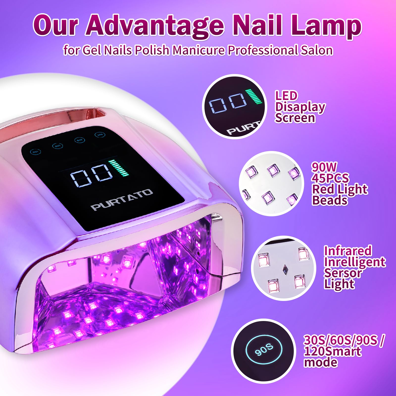 Purtato cordless lamp with 15600mAh battery enabling portable use