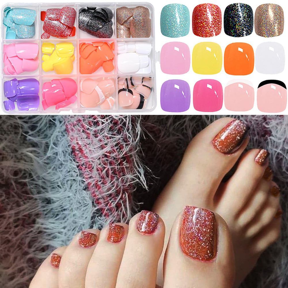 Puyokinm glitter French toenails add sparkle to any look.