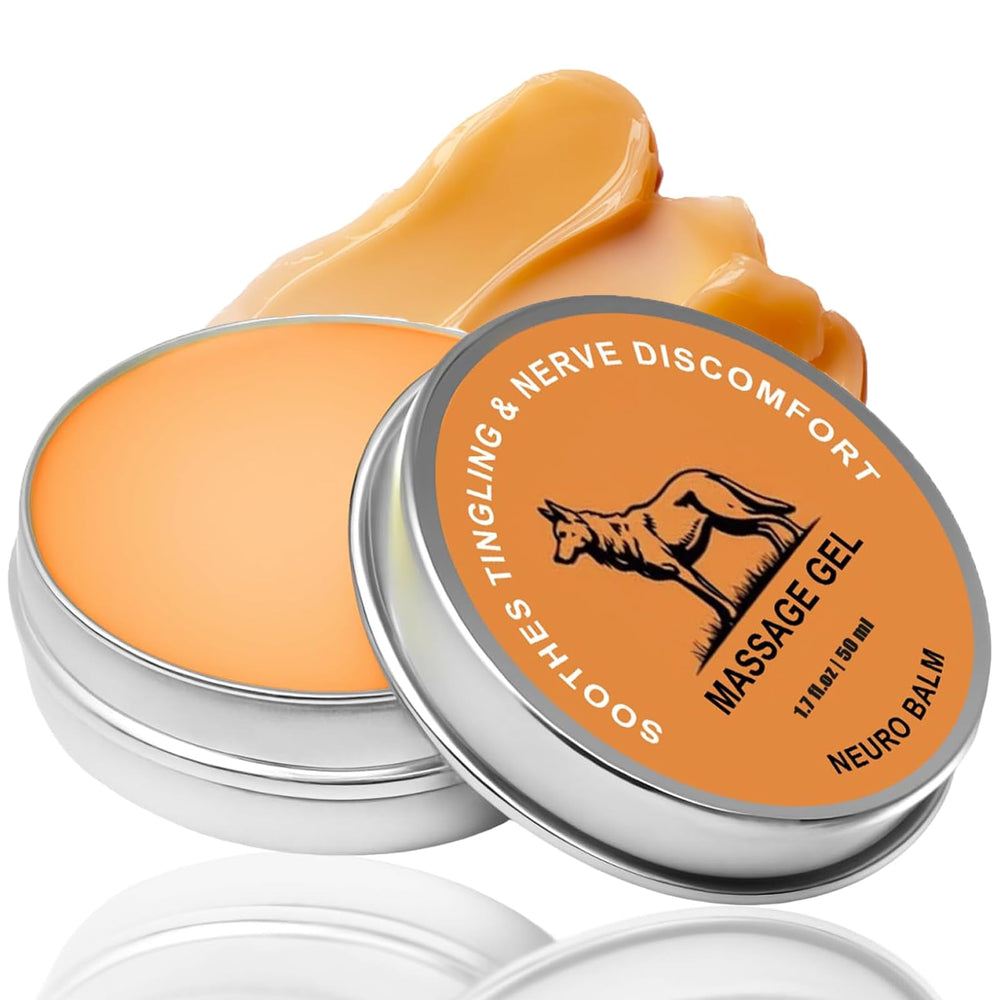 Pwkvsn Neuro Balm bottle close-up with cooling skin care in action