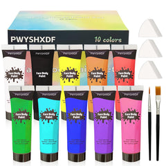 PWYSHXDF 10 colors face body paint set with vibrant, skin-safe pigments for bold looks.