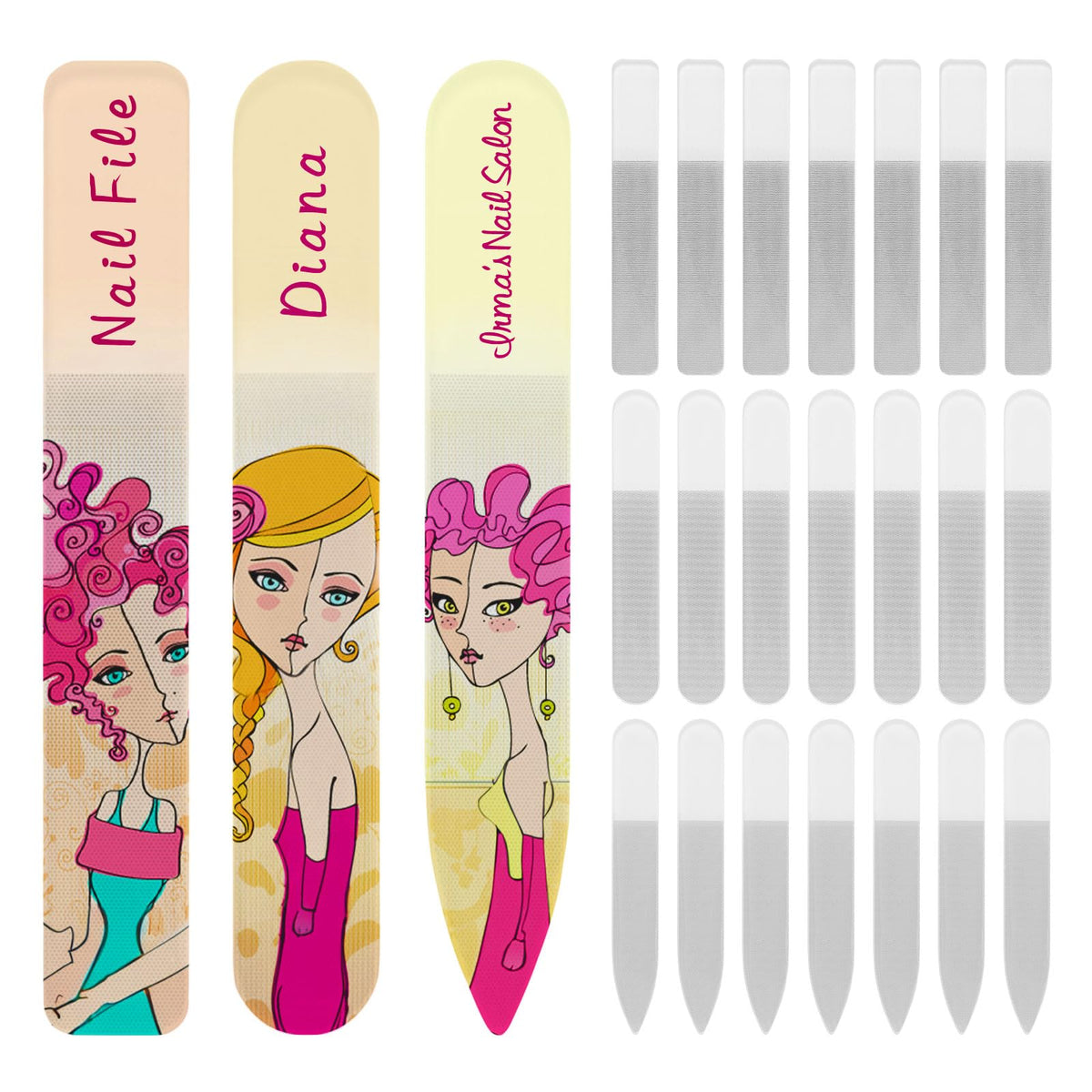 PYD Life 24-pack sublimation glass nail file blanks with round ends for versatile nail art