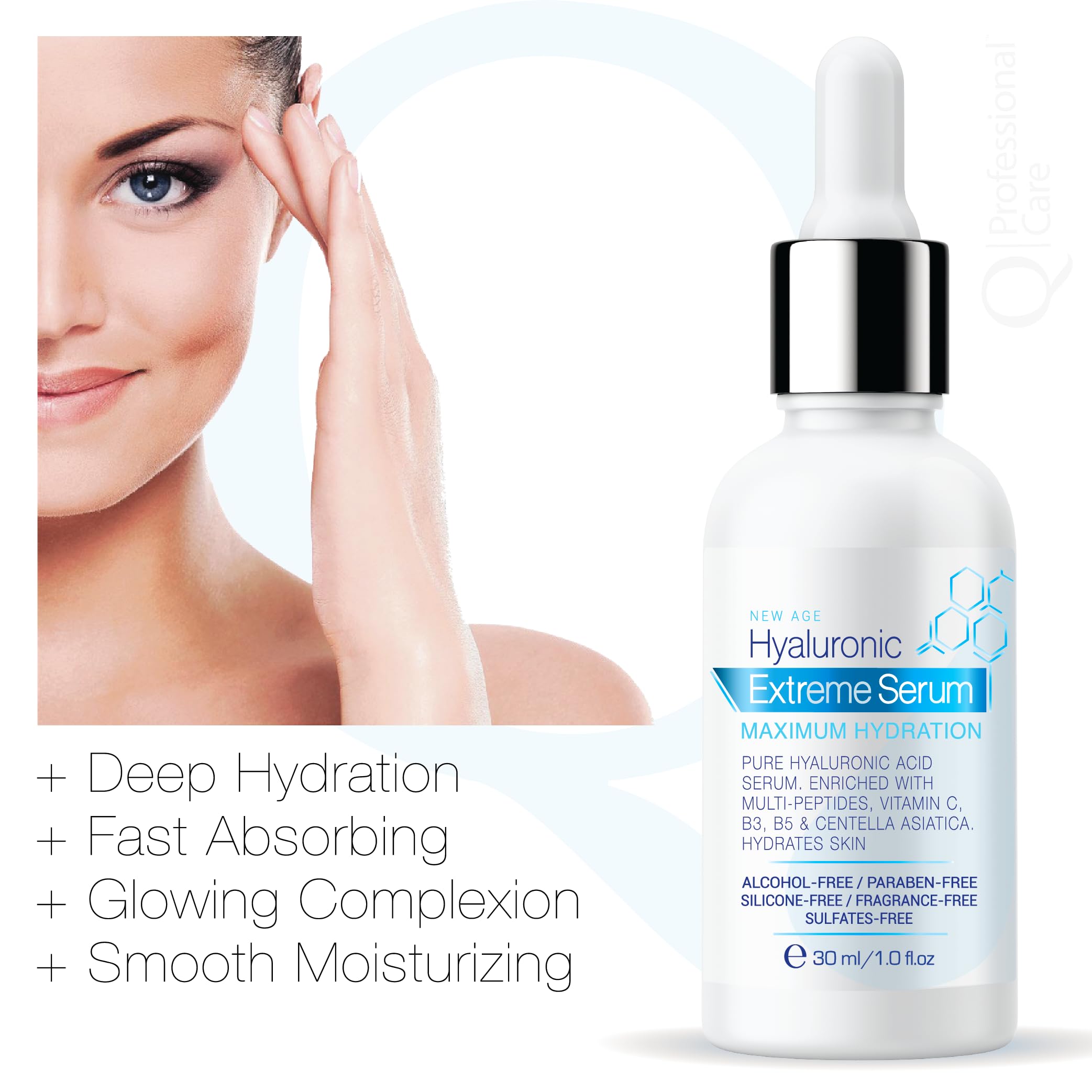 Q|Professional Care Serum for Face with vitamin C for brightness and even tone.