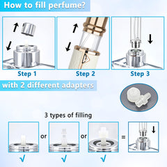 Qavhun dual nozzle adapters enable easy filling from larger bottles.