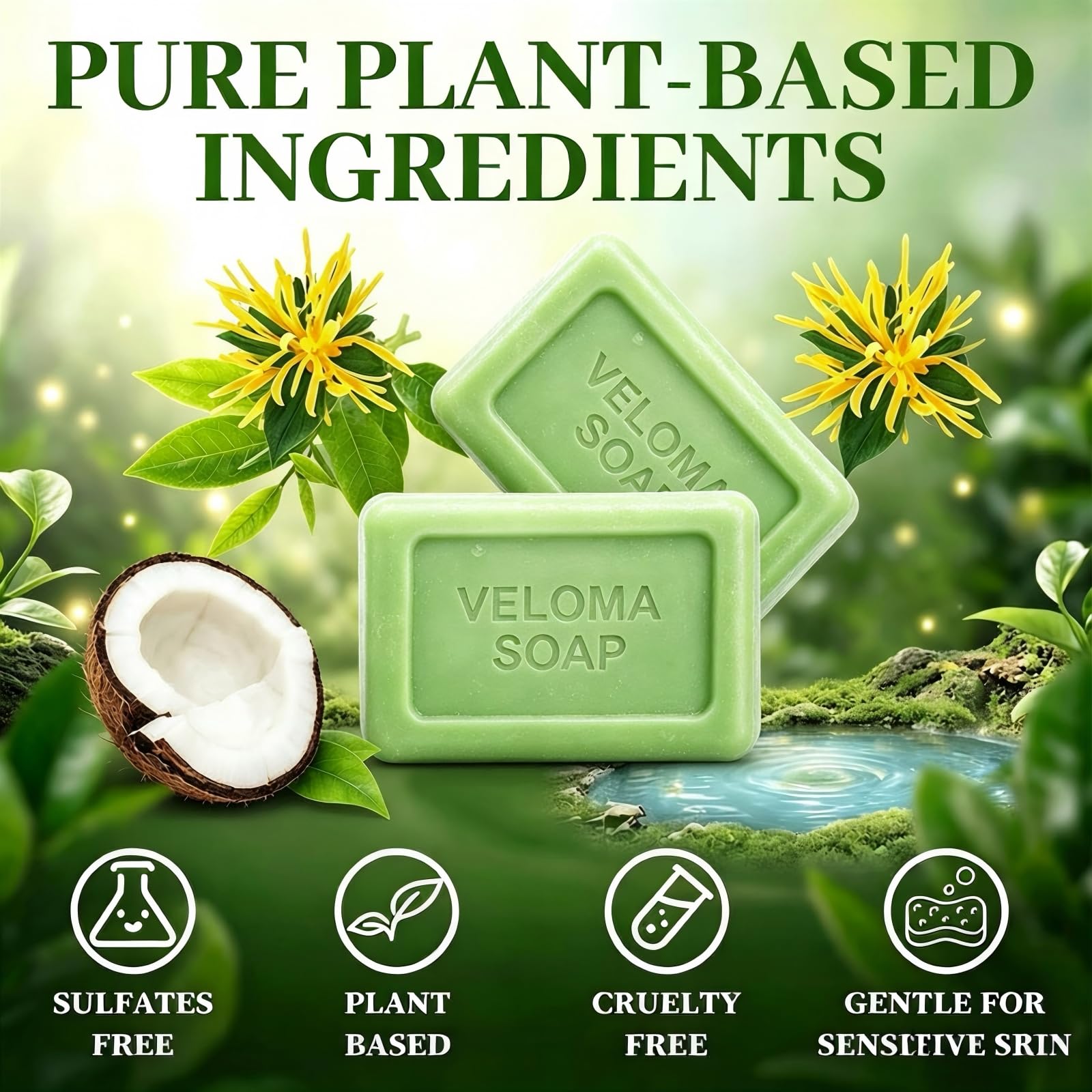Qbustv Veloma soap bar close-up highlighting texture and edges
