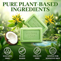 Qbustv Veloma soap bar close-up highlighting texture and edges