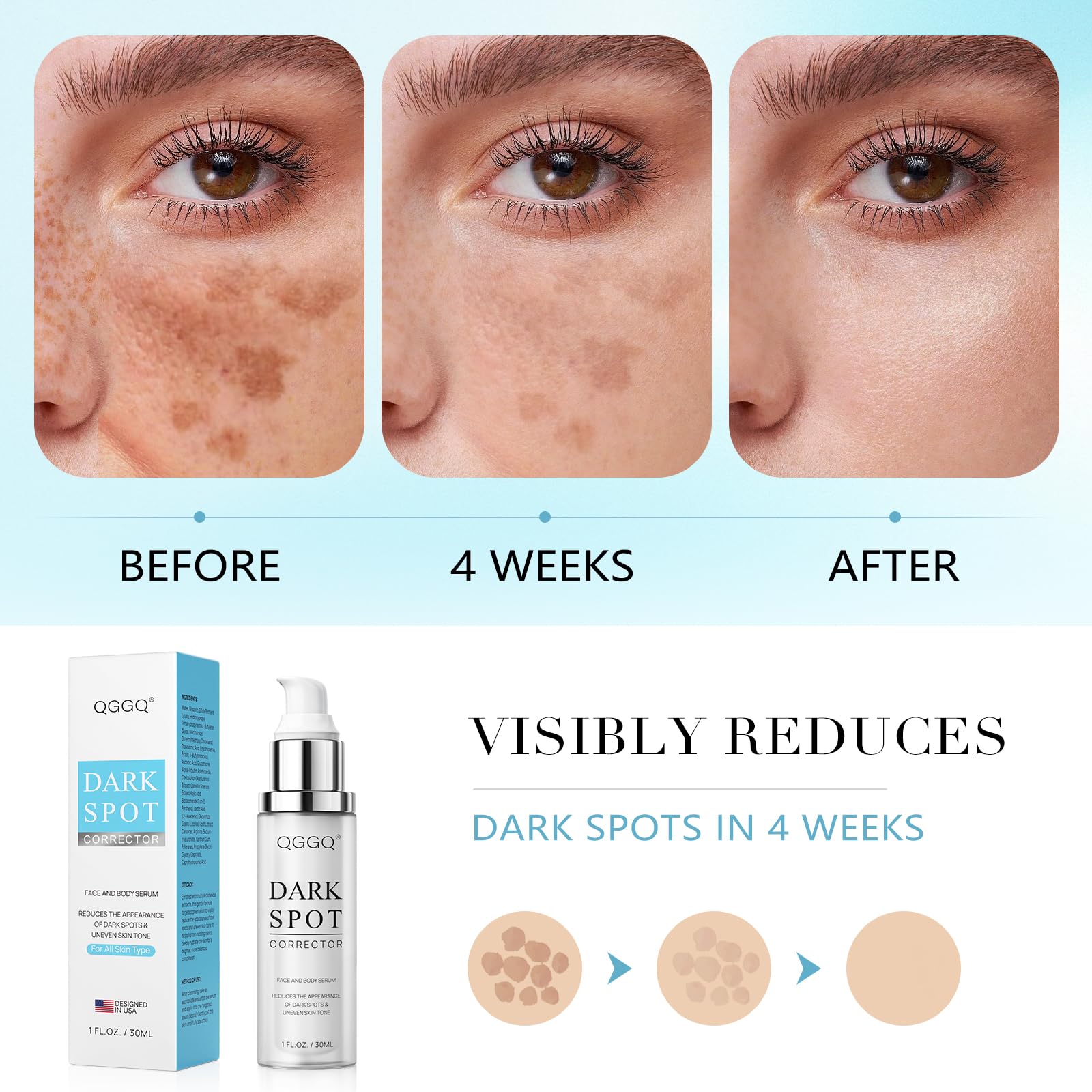 QGGQ Dark Spot Serum targets sun spots on the skin